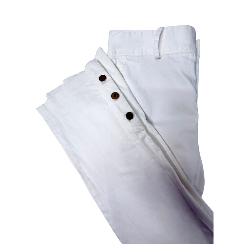 M Milano White Cropped Wide Leg Pants Womens 8 Stretch Button Hem Casual